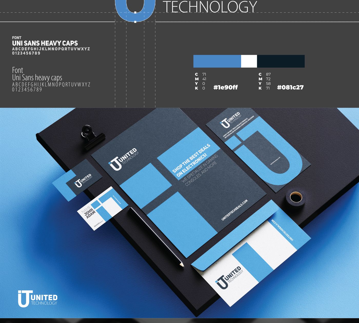 United Tech Deals brand system detail by Omega Trove